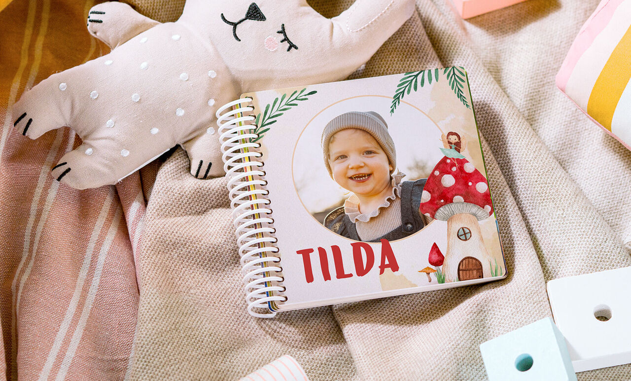 Copertina di un fotolibro per bambini personalizzato con la foto di un bimbo