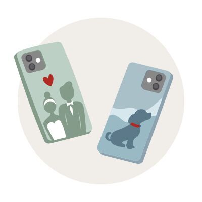 Due cover per smartphone personalizzate con motivi affettuosi